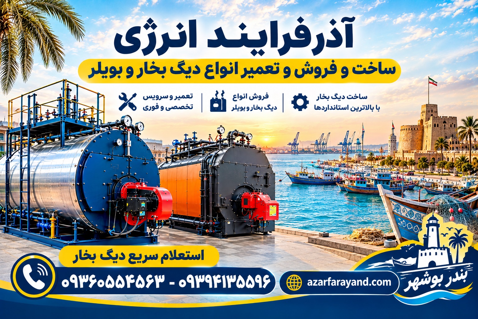 دیگ بخار صنعتی در بندر بوشهر